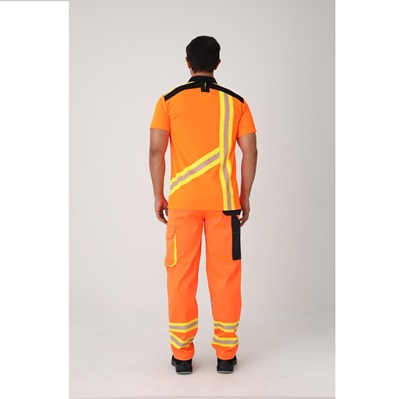 Double face needle drop interlock high visible orange t-shirt